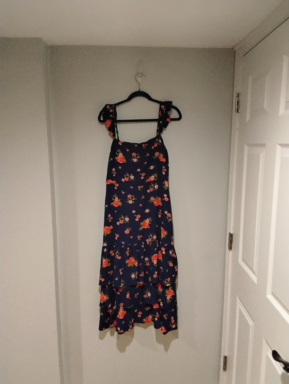 Sugarlips Navy Maxi Dress with Red Floral Print